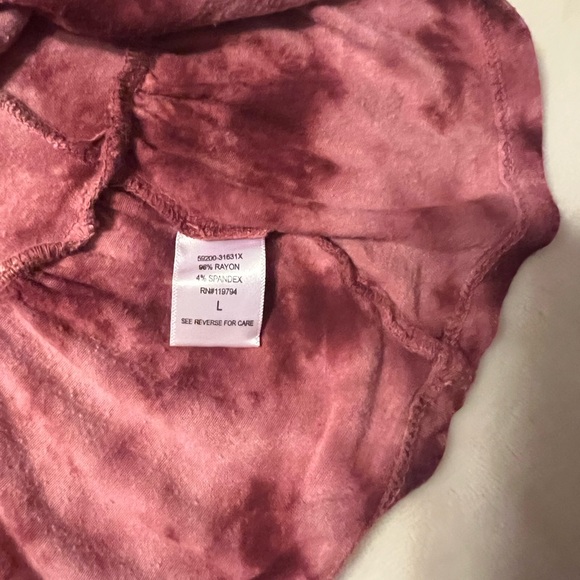 One World Women’s Size Large Burgundy Tie Dye Boho Whimsy Tunic Mini Dress - Picture 7 of 9